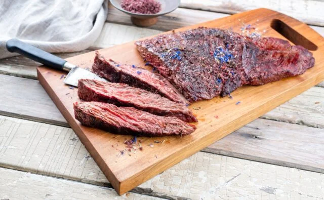 Barbecue,Wagyu,Bavette,Beef,Steak,With,Red,Wine,Salt,Offered Barbecue,Wagyu,Bavette,Beef,Steak,With,Red,Wine,Salt,Offered